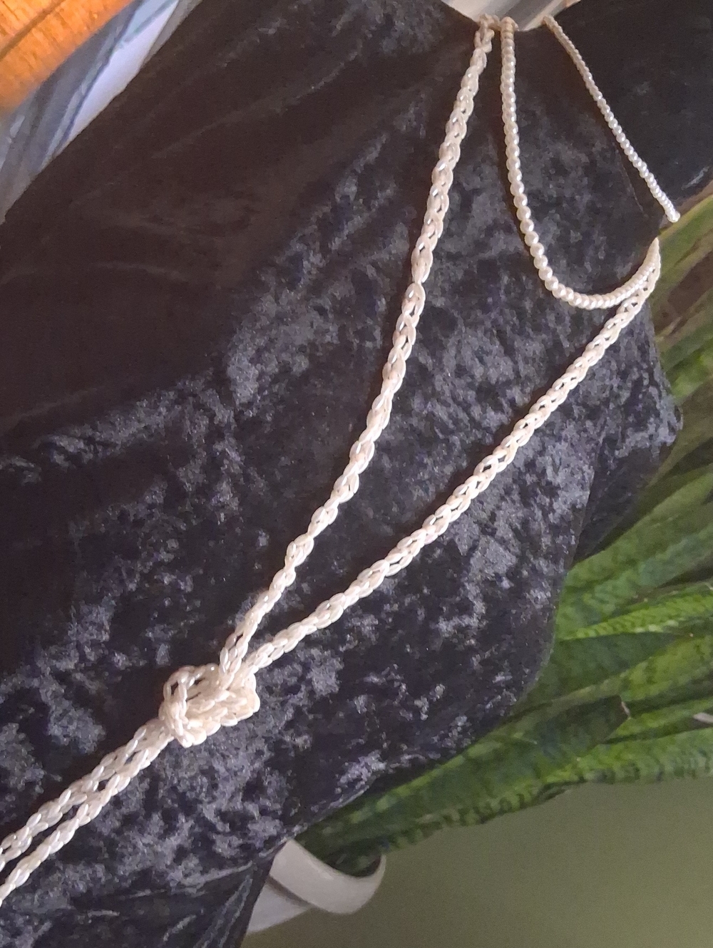 Elegant Cream Braided Rope Necklace with Knot Accent